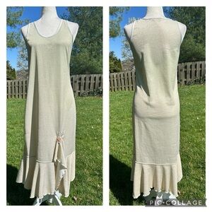 Lee Andersen vintage y2k metallic shimmery tank midi dress beaded flower S